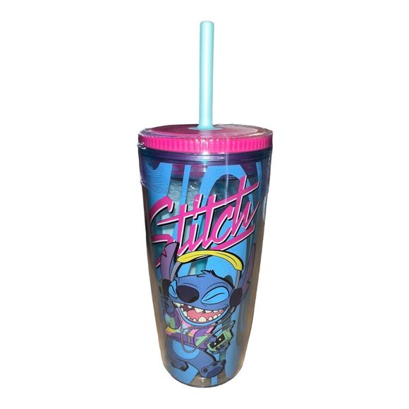 Disney Lilo & Stitch Jamming Plastic Tumbler With Lid and Straw | Hold 20oz NWT - Picture 1 of 5